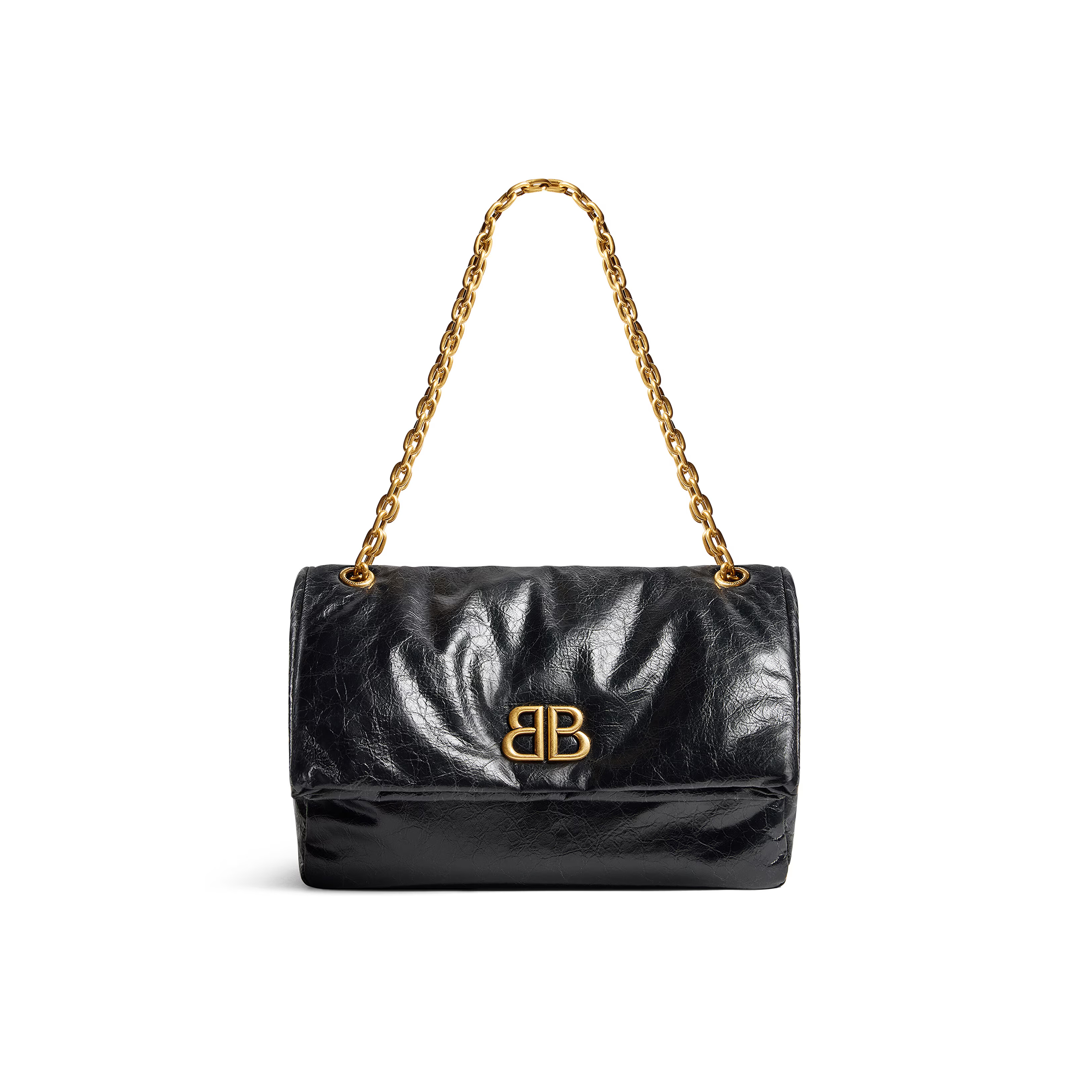 BALENCIAGA WOMEN'S MONACO CHAIN BAG MEDIUM IN BLACK 7659452AAR81000 (32.5*22*9.9cm) BALENCIAGA WOMEN'S MONACO CHAIN BAG MEDIUM IN BLACK 7659452AAR81000 (32.5*22*9.9cm)